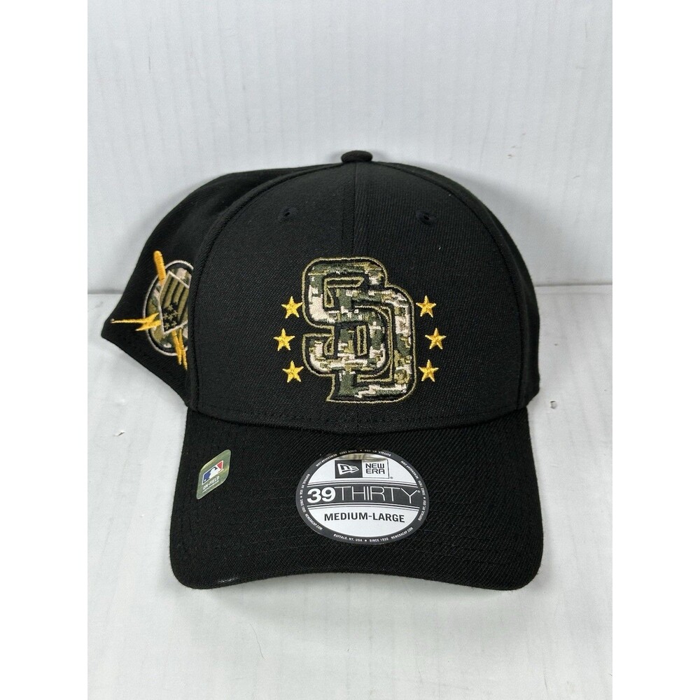Size M/L New Era Black San Diego Padres Armed Forces Day 39THIRTY Flex Hat